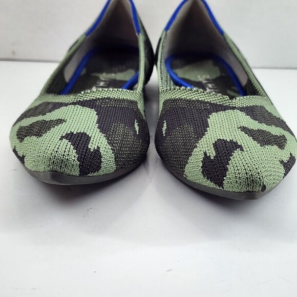 Rothy's The Point Olive Green Camo Retired Pointy Toe Ballet Flat Size 8.5 - Picture 9 of 10